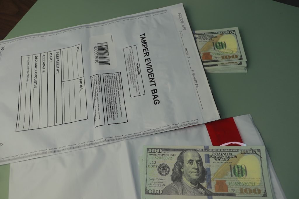 Tamper Proof Deposit Bags for Banks, Credit Unions, and CIT Services 5 cash deposit pouches