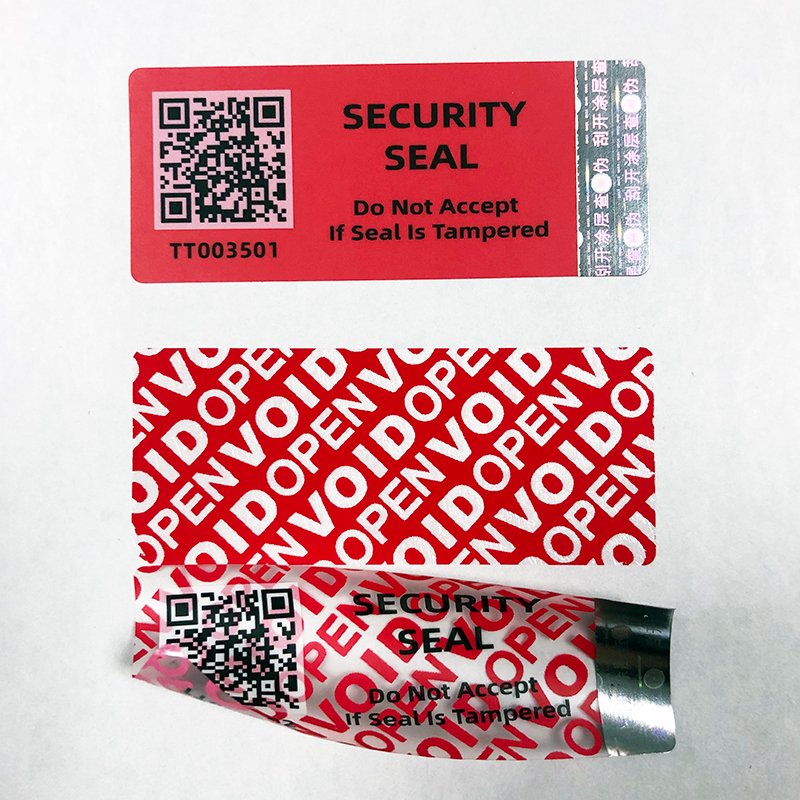 Custom Printed Ultra Destructible Vinyl Labels with Logo and Serial Code 5 destructible label