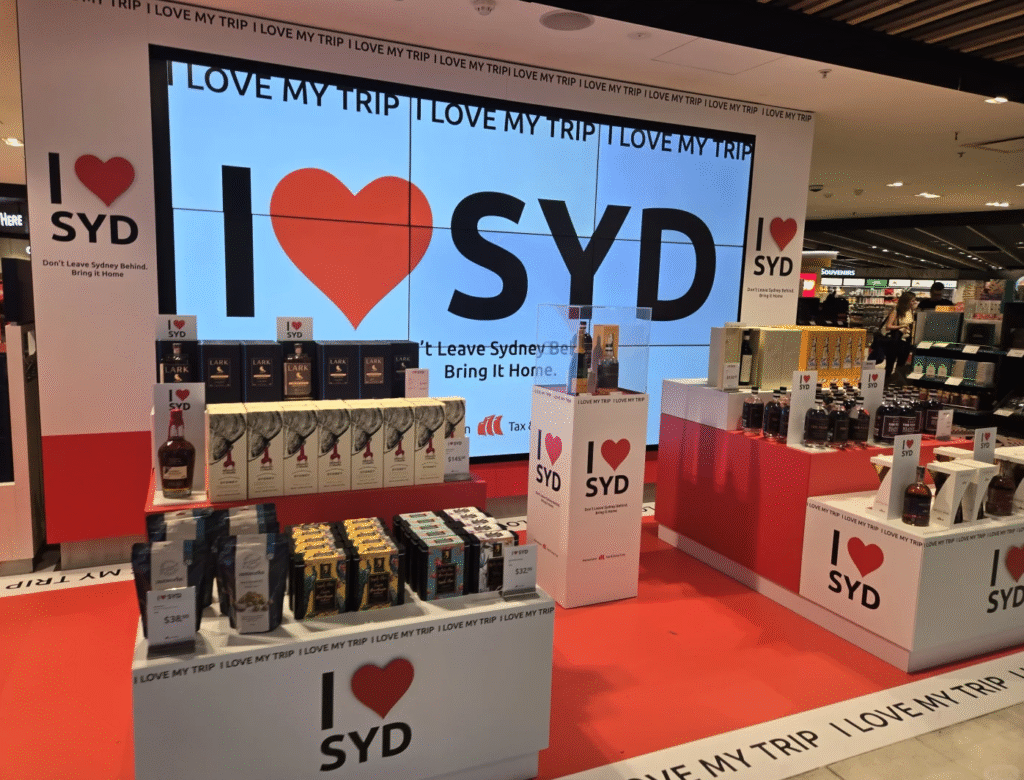 duty free shop and bags in sydeny airport