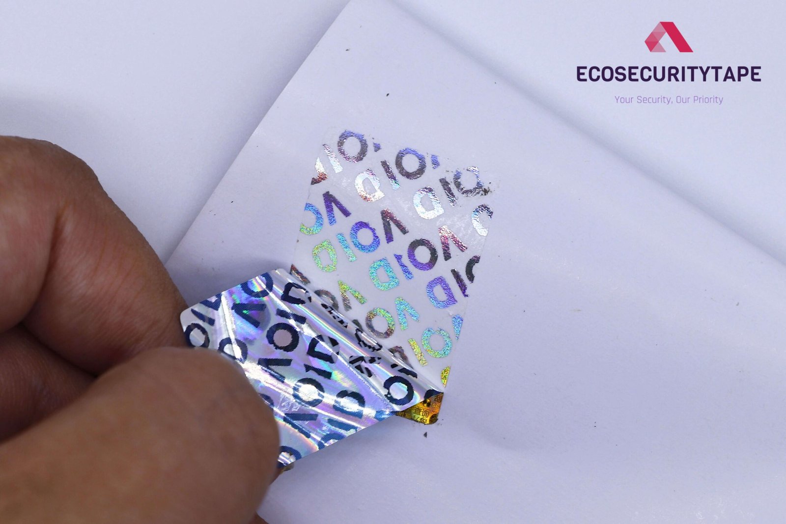 EcoSecurityTape void tamper evident hologram labels effect EcoSecurityTape void tamper evident hologram labels effect