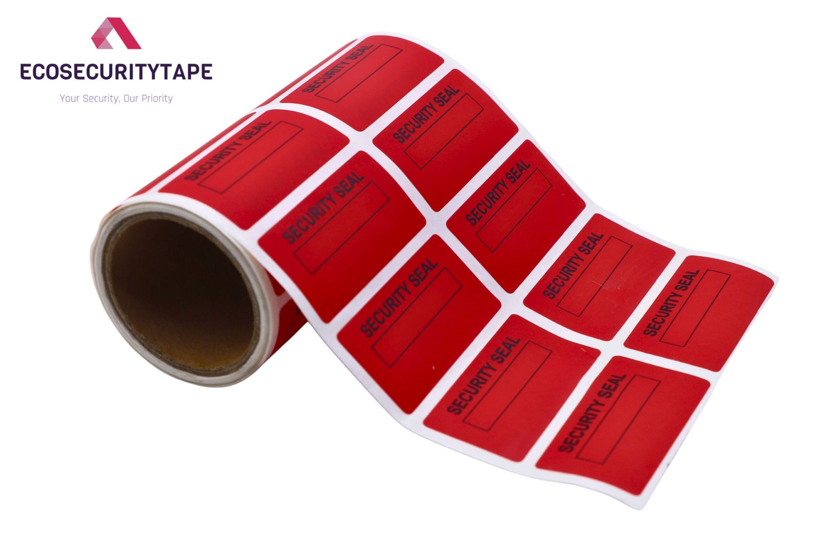 Ecosecuritytape Red tamper evident security seal labels stickers void roll for packaging and product protection