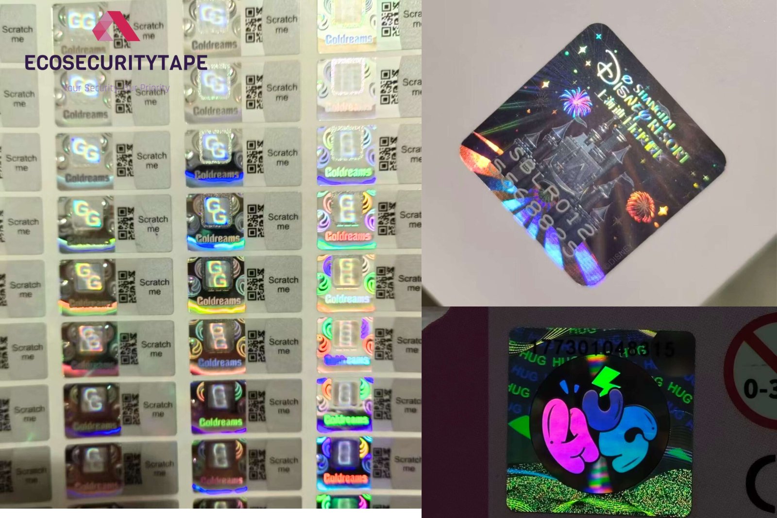Ecosecuritytape custom security hologram stickers labels collection showcase Ecosecuritytape custom security hologram stickers labels collection showcase