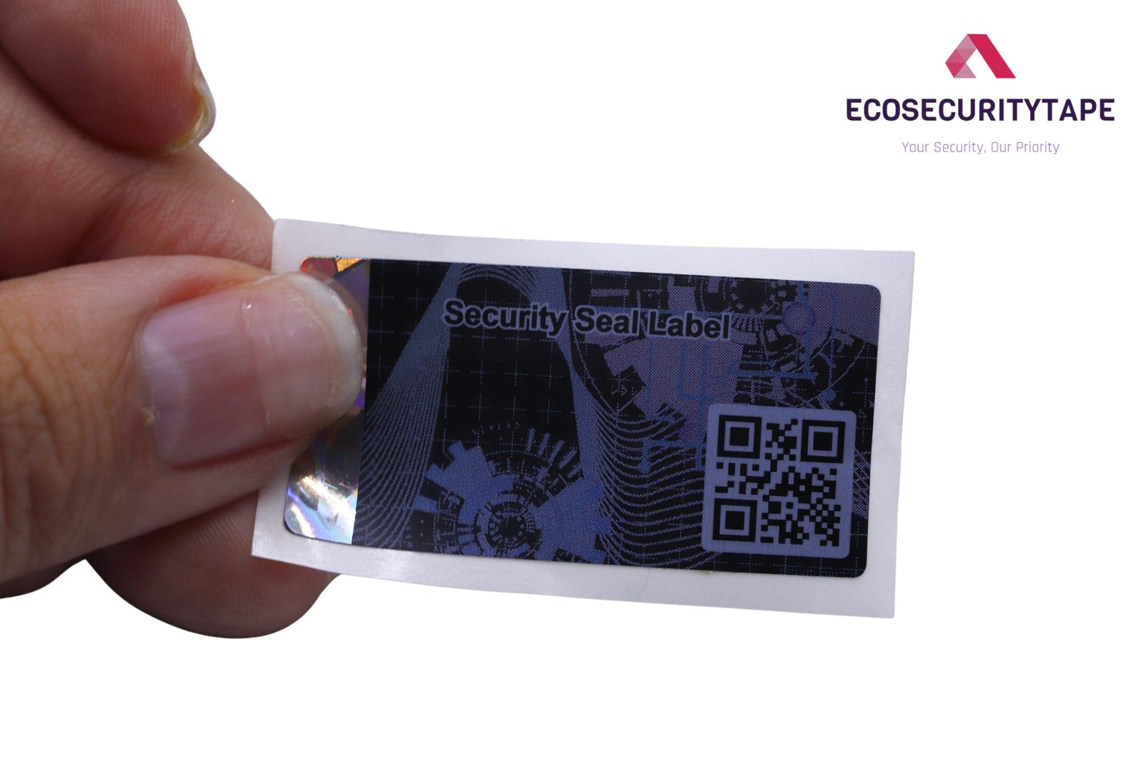 Holographic void security label showing anti-counterfeit QR code and tamper-evident protection (2) Holographic void security label showing anti-counterfeit QR code and tamper-evident protection (2)