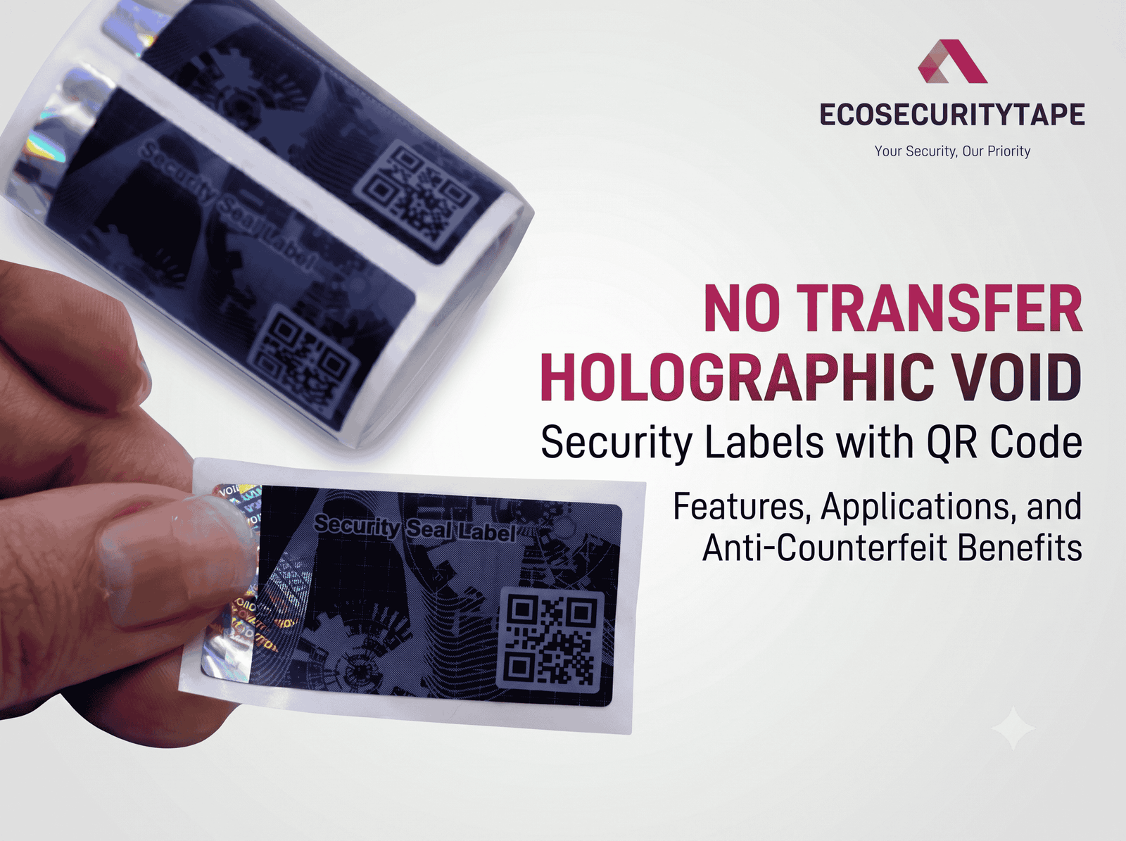 No Transfer Holographic VOID Security Labels with QR Code Features Applications, and Anti-Counterfeit Benefits