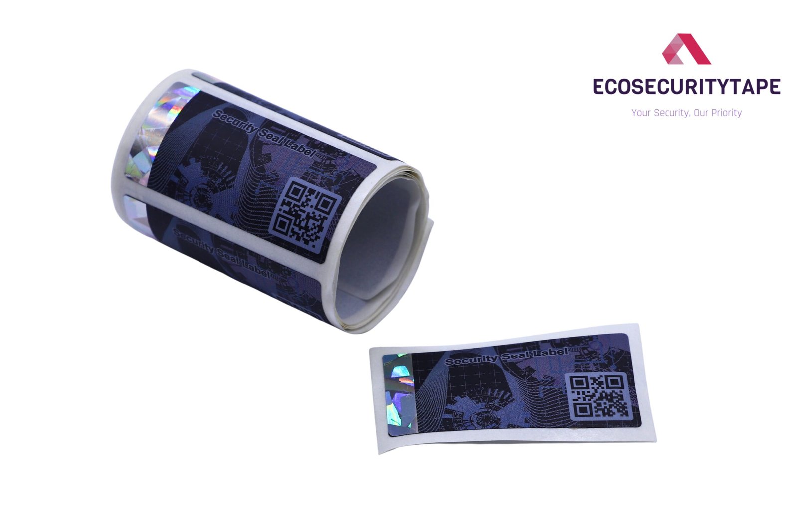 Non-transfer holographic VOID security label with QR code Non-transfer holographic VOID security label with QR code