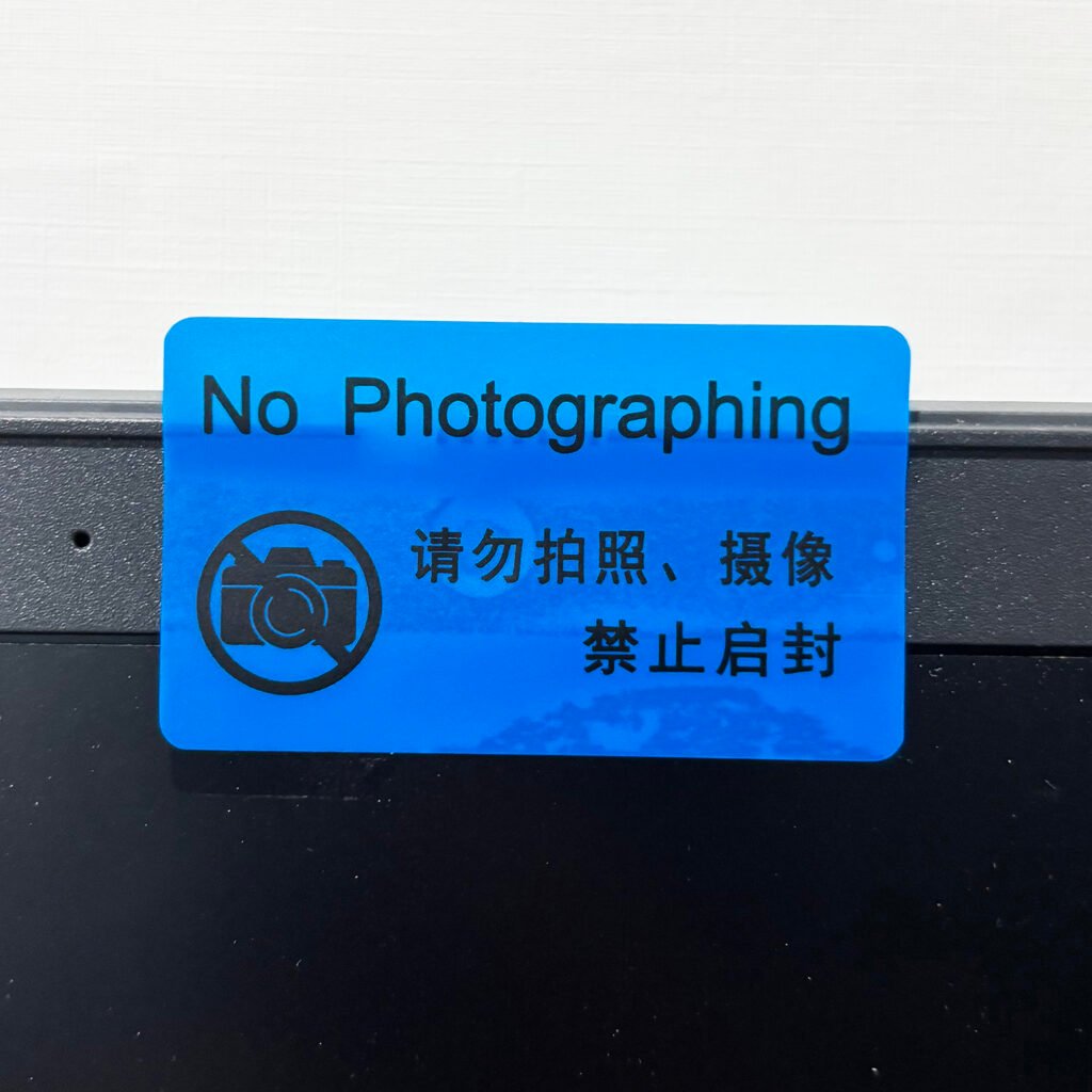 blue mobile phone camera tamper evident stickers