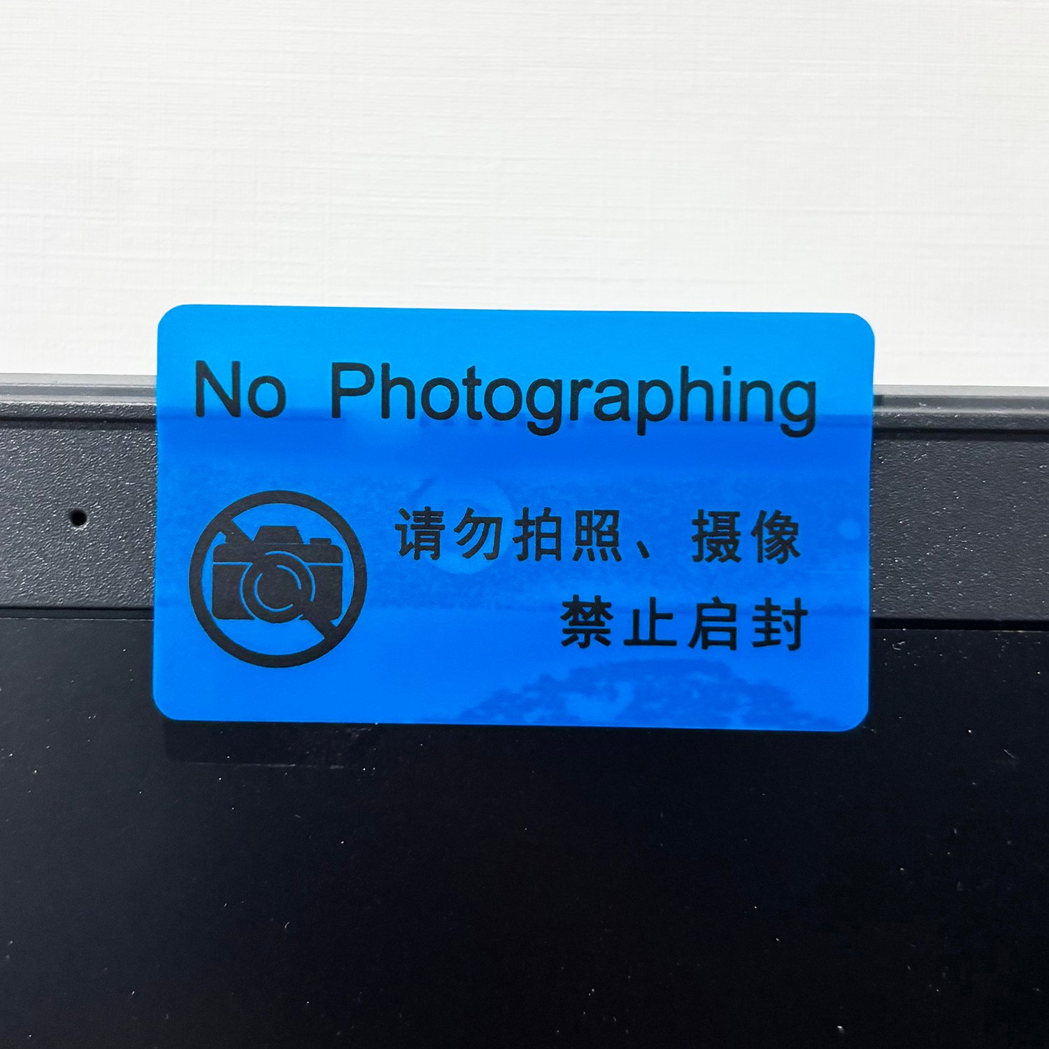blue mobile phone camera tamper evident stickers